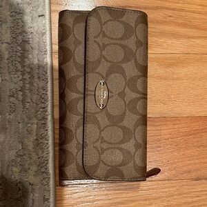 Coach Tan Signature Pattern Wallet